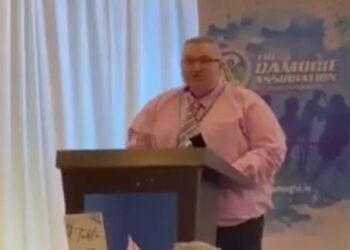 Leinster Camogie chairperson Martin Quilty addressing Congress on 5 April 2025.