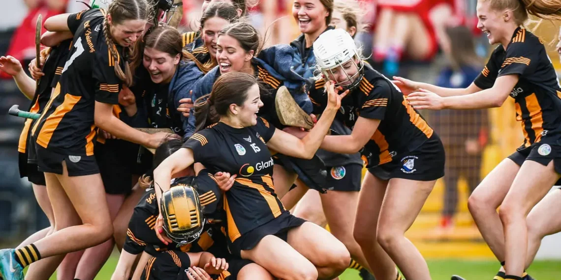 The Kilkenny Minor A camogie team celebrating their All-Ireland win in April 2025. Photo ©INPHO/Tom Maher